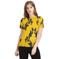 Yellow Regal Filagree Pattern Women s Short Sleeve Rash Guard by artworkshop