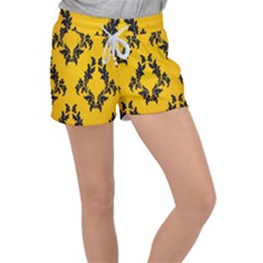 Yellow Regal Filagree Pattern Velour Lounge Shorts by artworkshop