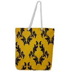 Yellow Regal Filagree Pattern Full Print Rope Handle Tote (large) by artworkshop