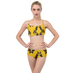 Yellow Regal Filagree Pattern Layered Top Bikini Set by artworkshop