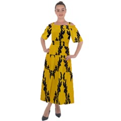 Yellow Regal Filagree Pattern Shoulder Straps Boho Maxi Dress 