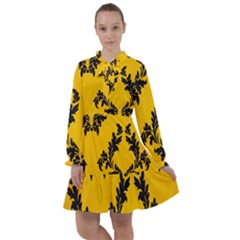 Yellow Regal Filagree Pattern All Frills Chiffon Dress by artworkshop