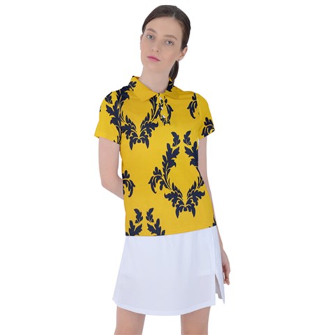 Yellow Regal Filagree Pattern Women s Polo Tee by artworkshop