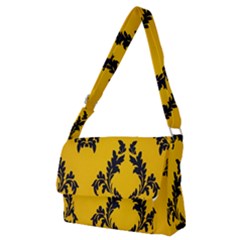 Yellow Regal Filagree Pattern Full Print Messenger Bag (m) by artworkshop