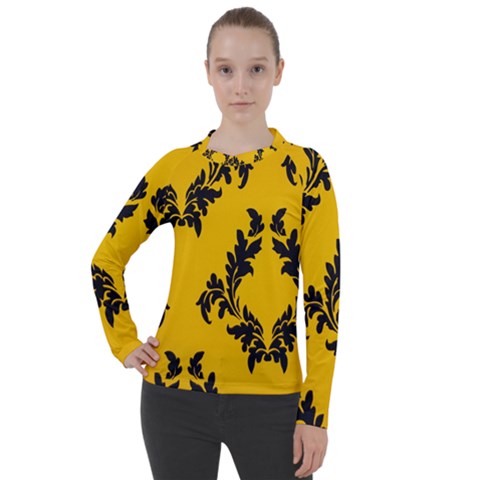 Yellow Regal Filagree Pattern Women s Pique Long Sleeve Tee by artworkshop