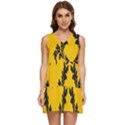 Yellow Regal Filagree Pattern Tiered Sleeveless Mini Dress View1