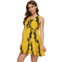 Yellow Regal Filagree Pattern Tiered Sleeveless Mini Dress View3