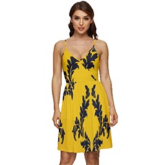 Yellow Regal Filagree Pattern V-neck Pocket Summer Dress  by artworkshop