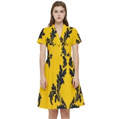 Yellow Regal Filagree Pattern Short Sleeve Waist Detail Dress by artworkshop