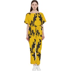 Yellow Regal Filagree Pattern Batwing Lightweight Chiffon Jumpsuit by artworkshop