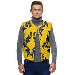 Yellow Regal Filagree Pattern Men s Short Button Up Puffer Vest	 by artworkshop