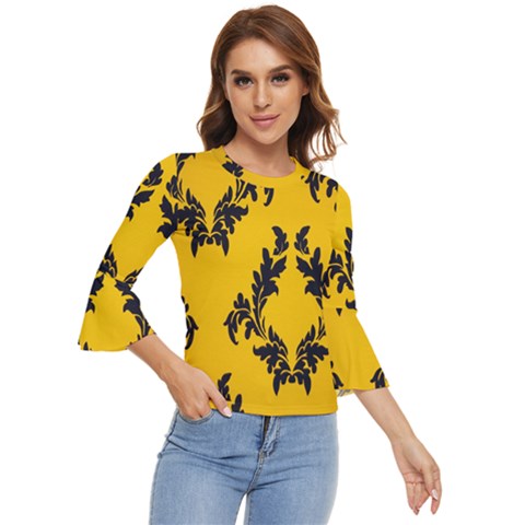 Yellow Regal Filagree Pattern Bell Sleeve Top by artworkshop