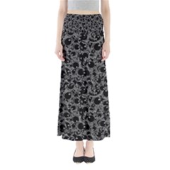 Black And Alien Drawing Motif Pattern Full Length Maxi Skirt by dflcprintsclothing