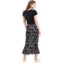 Black And Alien Drawing Motif Pattern Maxi Fishtail Chiffon Skirt View2