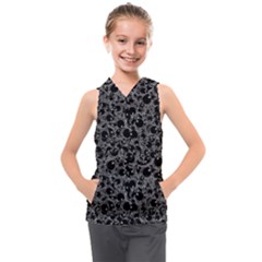 Black And Alien Drawing Motif Pattern Kids  Sleeveless Hoodie by dflcprintsclothing