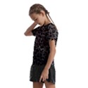 Black And Alien Drawing Motif Pattern Kids  Frill Chiffon Blouse View2