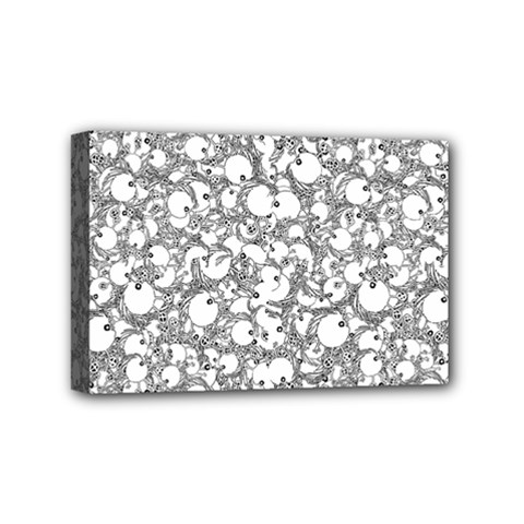 Black And White Alien Drawing Motif Pattern Mini Canvas 6  X 4  (stretched) by dflcprintsclothing