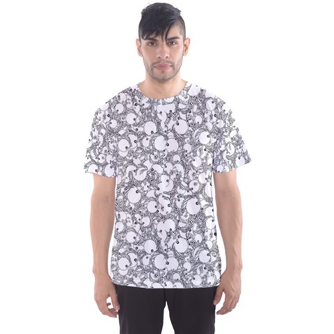 Black And White Alien Drawing Motif Pattern Men s Sport Mesh Tee by dflcprintsclothing