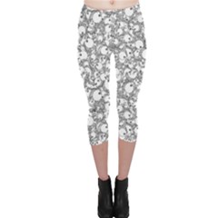 Black And White Alien Drawing Motif Pattern Capri Leggings  by dflcprintsclothing