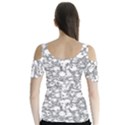 Black And White Alien Drawing Motif Pattern Butterfly Sleeve Cutout Tee  View2