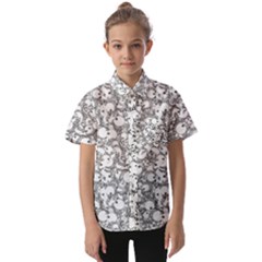 Black And White Alien Drawing Motif Pattern Kids  Short Sleeve Shirt by dflcprintsclothing