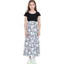 Black And White Alien Drawing Motif Pattern Kids  Flared Maxi Skirt View1