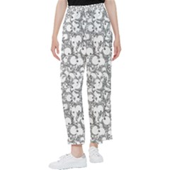 Black And White Alien Drawing Motif Pattern Women s Pants  by dflcprintsclothing