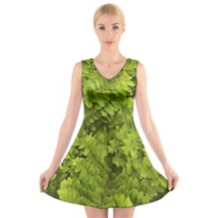 Botanical Motif Plants Detail Photography V-neck Sleeveless Dress by dflcprintsclothing