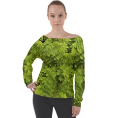 Botanical Motif Plants Detail Photography Off Shoulder Long Sleeve Velour Top by dflcprintsclothing