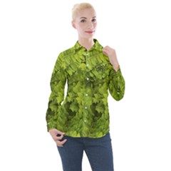 Botanical Motif Plants Detail Photography Women s Long Sleeve Pocket Shirt