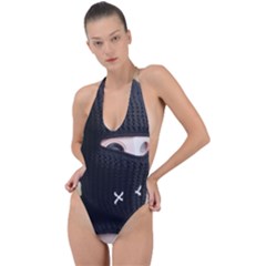 Hood 2 Backless Halter One Piece Swimsuit