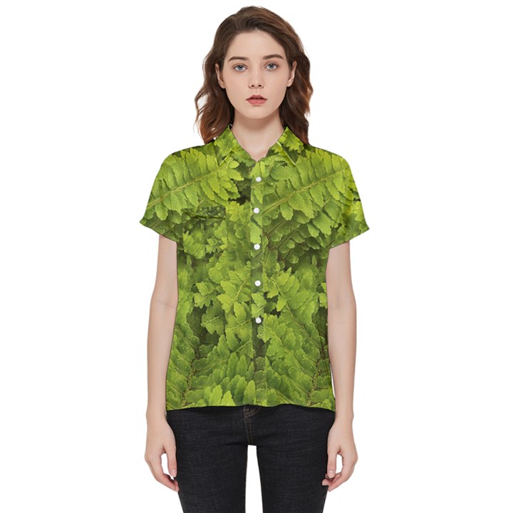 Botanical Motif Plants Detail Photography Short Sleeve Pocket Shirt