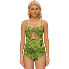 Botanical Motif Plants Detail Photography Knot Front One-piece Swimsuit by dflcprintsclothing