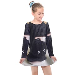 Ski Mask  Kids  Long Sleeve Dress by Holyville