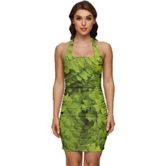 Botanical Motif Plants Detail Photography Sleeveless Wide Square Neckline Ruched Bodycon Dress by dflcprintsclothing