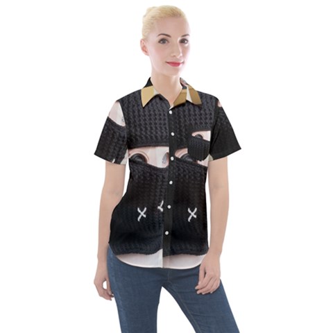 Ski Mask  Women s Short Sleeve Pocket Shirt by Holyville