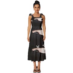 Ski Mask  Tie-strap Tiered Midi Chiffon Dress