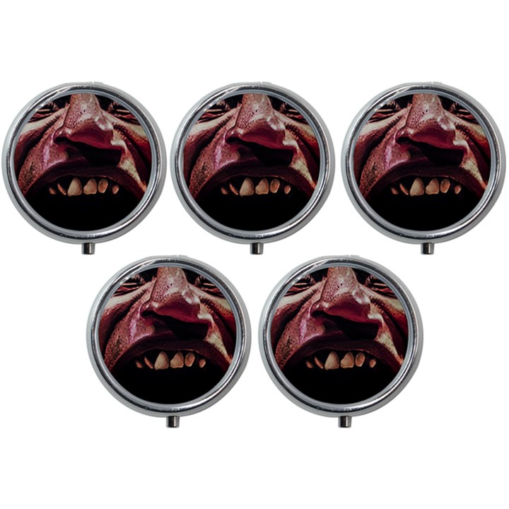 Scary Man Closeup Portrait Illustration Mini Round Pill Box (Pack of 5)