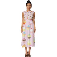 Cupcakes! Sleeveless Round Neck Midi Dress