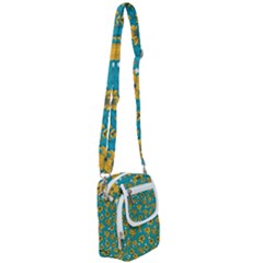 Turquoise And Yellow Floral Shoulder Strap Belt Bag by fructosebat