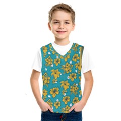 Turquoise And Yellow Floral Kids  Basketball Tank Top by fructosebat