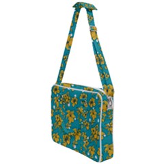 Turquoise And Yellow Floral Cross Body Office Bag by fructosebat