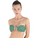 Turquoise And Yellow Floral Twist Bandeau Bikini Top View1