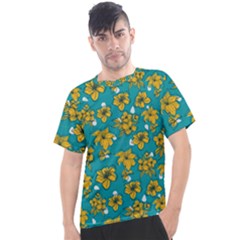 Turquoise And Yellow Floral Men s Sport Top by fructosebat