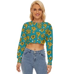 Turquoise And Yellow Floral Lightweight Long Sleeve Sweatshirt by fructosebat