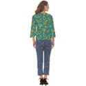 Turquoise And Yellow Floral Cut Out Wide Sleeve Top View4