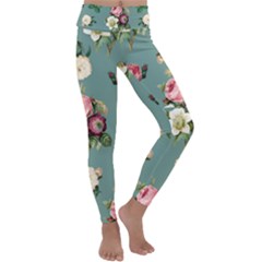 Victorian Floral Kids  Lightweight Velour Classic Yoga Leggings by fructosebat