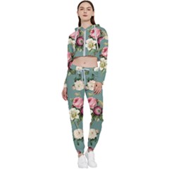 Victorian Floral Cropped Zip Up Lounge Set by fructosebat