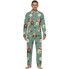 Victorian Floral Men s Long Sleeve Velvet Pocket Pajamas Set by fructosebat