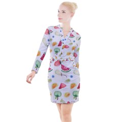 Fruit! Button Long Sleeve Dress by fructosebat